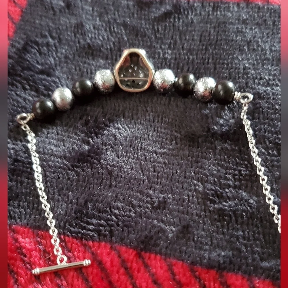 Shungite Leopard Head Sterling Silver Bracelet